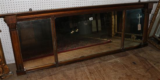 19C gilt-framed overmantel mirror with triple rectangular plates